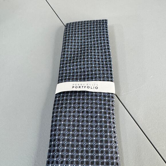 Perry Ellis Portfolio Mens Necktie Norton Neat Black Office Professional New - Picture 1 of 9